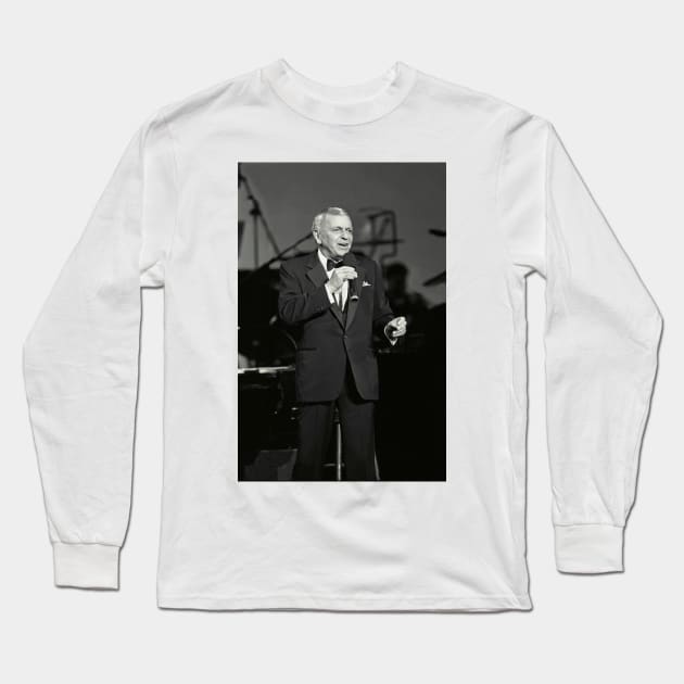 Frank Sinatra BW Photograph Long Sleeve T-Shirt by Concert Photos